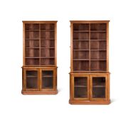 TWO FIGURED WALNUT BOOKCASES, BY EDWARD BULMER, OF RECENT MANUFACTURE