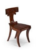 A REGENCY MAHOGANY HALL CHAIR IN THE MANNER OF THOMAS HOPE, CIRCA 1820