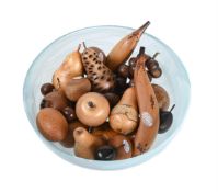 A COLLECTION OF VARIOUS TURNED MODELS OF FRUIT