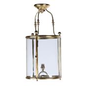 A BRASS CYLINDRICAL HALL LANTERN, CIRCA 1900