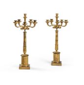 A PAIR OF ORMOLU FIVE-LIGHT CANDELABRA, FRENCH, 19TH CENTURY