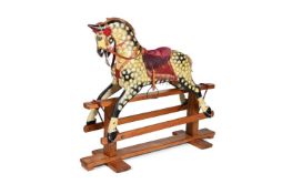 A POLYCHROME PAINTED CARVED WOOD ROCKING HORSE, BY COLLINSON, FIRST HALF 20TH CENTURY