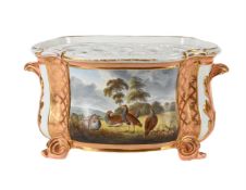 A DERBY PORCELAIN SALMON-PINK GROUND BOUGH POT, LINER AND COVER, CIRCA 1790