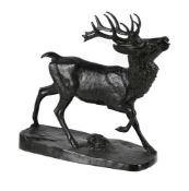 AFTER BARYE, AN ANIMALIER BRONZE OF A STAG, CAST BY SUSSE FRERES PARIS, 19TH CENTURY