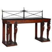 A REGENCY MAHOGANY AND METAL MOUNTED SERVING TABLE, EARLY 19TH CENTURY
