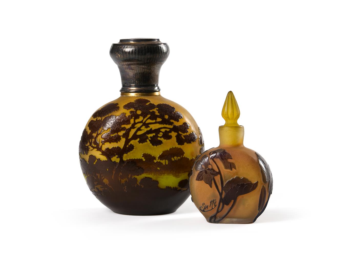 ÉMILE GALLÉ (FRENCH, 1846-1904), TWO SCENT BOTTLES, CIRCA 1900
