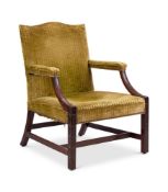 A MAHOGANY AND FRETWORK GAINSBOROUGH ARMCHAIR, ATTTRIBUTED TO WHYTOCK AND REID, CIRCA 1900