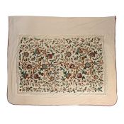 A VERY LARGE CREWELWORK EMBROIDERED TEXTILE THROW