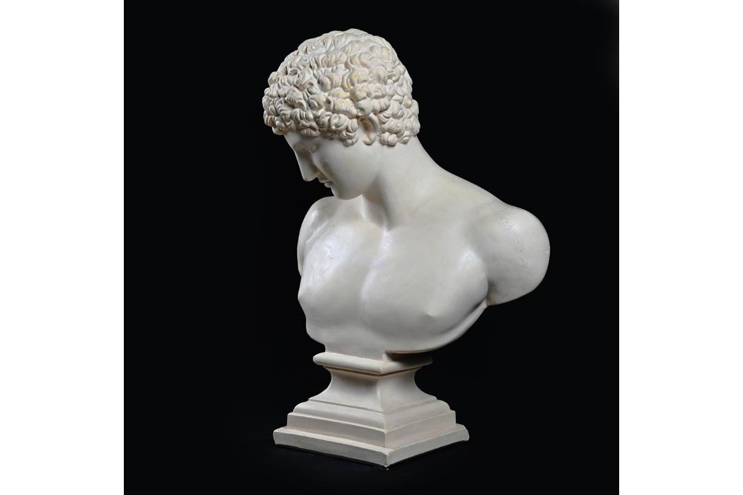 A PAINTED PLASTER BUST OF ANTINOUS, 20TH CENTURY - Image 3 of 4