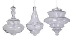 THREE HANDBLOWN GLASS LIGHT FITTINGS BY LASVIT, MODERN
