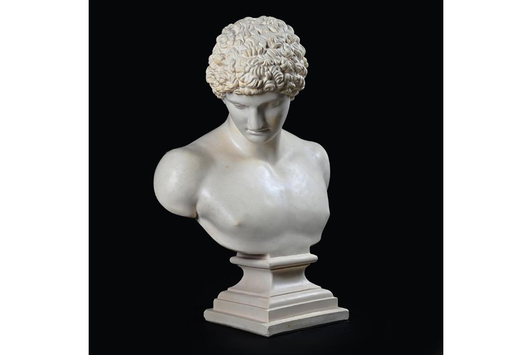 A PAINTED PLASTER BUST OF ANTINOUS, 20TH CENTURY - Image 2 of 4