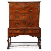 A WALNUT CHEST ON STAND, CIRCA 1740 AND LATER