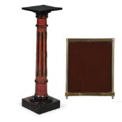 A VICTORIAN BRASS HANGING DISPLAY FRAME AND A VICTORIAN PEDESTAL COLUMN, LATE 19TH CENTURY