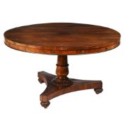 Y A ROSEWOOD AND BRASS INLAID CENTRE TABLE, CIRCA 1835