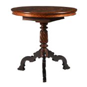 AN IRISH WALNUT AND INLAID CENTRE TABLE, CIRCA 1860