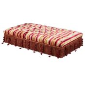 A LARGE SILK AND VELVET UPHOLSTERED OTTOMAN OR LONG STOOL, BY LUCY EADIE INTERIORS