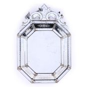 A MARGINAL AND ETCHED GLASS MIRROR, IN VENETIAN STYLE, LATE 20TH CENTURY