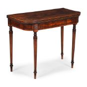 Y A REGENCY ROSEWOOD AND BURR YEW CROSSBANDED CARD TABLE, CIRCA 1815