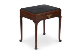 A MAHOGANY AND MARBLE MOUNTED LOW OCCASIONAL TABLE, CIRCA 1740 AND LATER