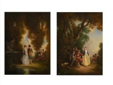 AFTER ANTOINE WATTEAU, THE CASCADE; THE COUNTRY DANCE