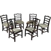 A SET OF SIX GEORGE III MAHOGANY LADDER BACK DINING CHAIRS