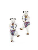 A PAIR OF CHINESE FAMILLE ROSE WALL FIGURES OF BOYS, QING DYNASTY, LATE 18TH OR EARLY 19TH CENTURY