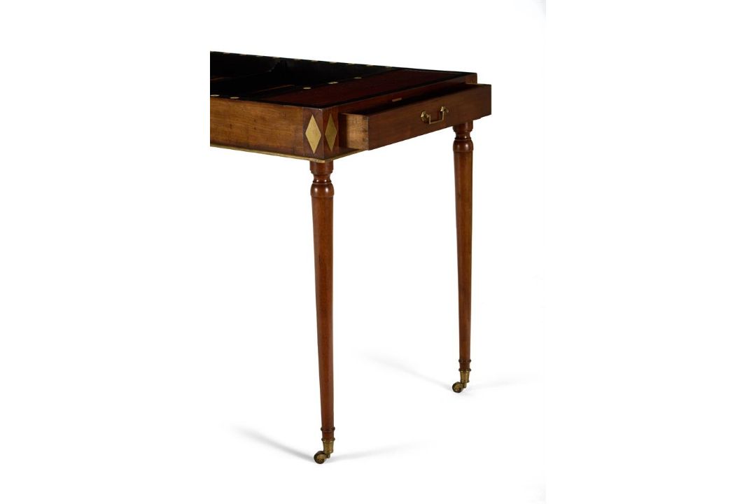 A LOUIS XVI BRASS-MOUNTED MAHOGANY TRIC TRAC TABLE, LATE 18TH CENTURY - Image 4 of 5
