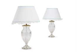 A PAIR OF GLASS LAMPS, MODERN