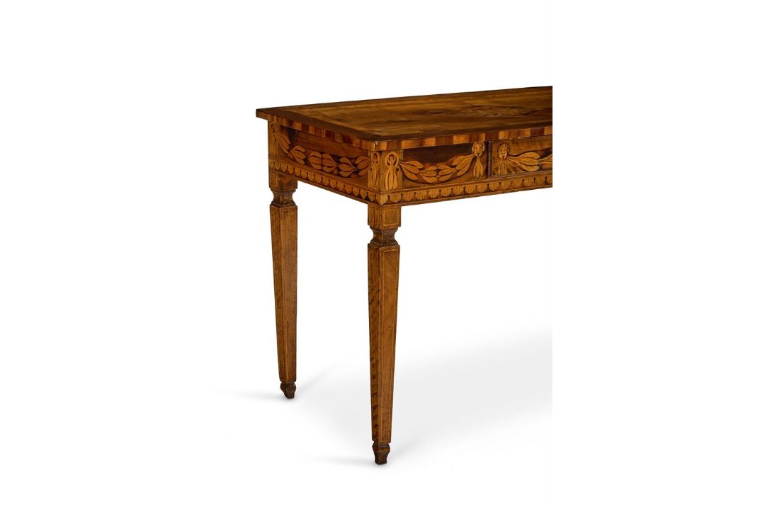 A FRUITWOOD, WALNUT AND MARQUETRY INLAID SIDE TABLE, ITALIAN, LATE 18TH CENTURY - Image 3 of 4