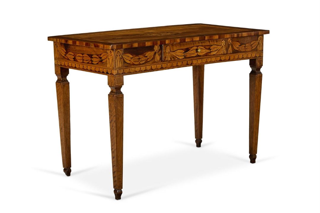 A FRUITWOOD, WALNUT AND MARQUETRY INLAID SIDE TABLE, ITALIAN, LATE 18TH CENTURY - Image 2 of 4