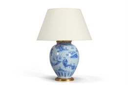 A DELFT BLUE AND WHITE VASE IN THE TRANSITIONAL STYLE, POSSIBLY DUTCH OR NORTH GERMAN, 18TH CENTURY