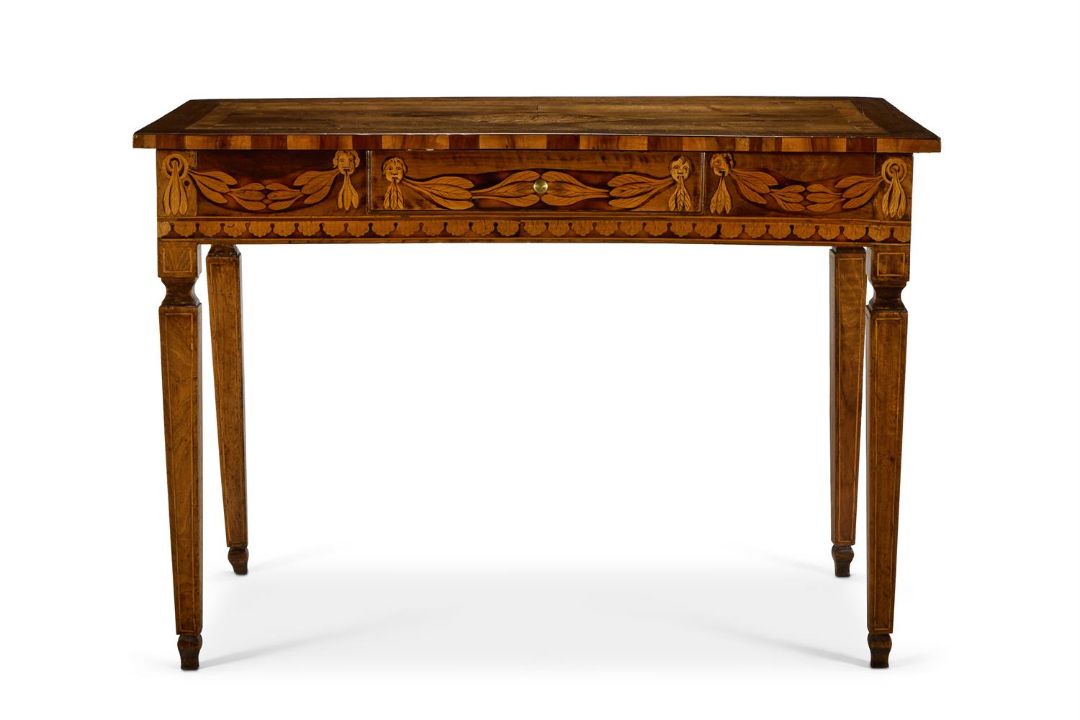A FRUITWOOD, WALNUT AND MARQUETRY INLAID SIDE TABLE, ITALIAN, LATE 18TH CENTURY - Image 1 of 4