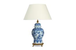 A DELFT BLUE AND WHITE VASE AND COVER, DUTCH, 18TH CENTURY