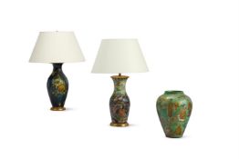 A CHINOISERIE DECALCAMANIA GLASS VASE, POSSIBLY 19TH CENTURY