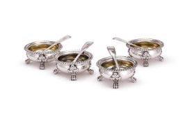 A SET OF FOUR WILLIAM IV CAULDRON SALTS