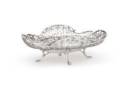 A SILVER SHAPED OVAL PIERCED BOWL