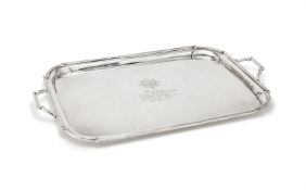 COLDSTREAM GUARDS, A SILVER TWIN HANDLED TRAY