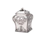 A GEORGE III SILVER TEA CADDY