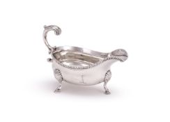 A GEORGE III SILVER OVAL SAUCE BOAT