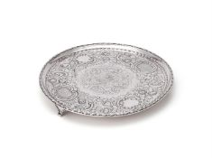 A GEORGE III SILVER CIRCULAR SALVER