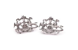 ROYAL SCOTS GREYS, A PAIR OF EDWARDIAN SCOTTISH REGIMENTAL MENU HOLDERS