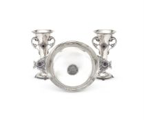 AN IRISH SILVER AND AMETHYST MOUNTED QUAICH