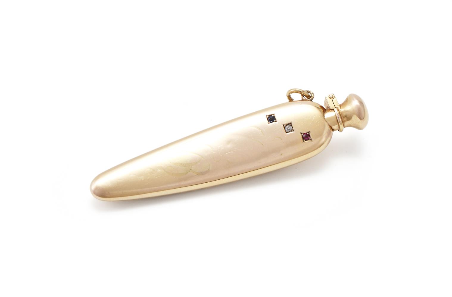 A GOLD AND GEM SET SCENT FLACON