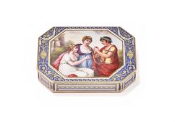 AN EARLY 19TH CENTURY ENAMELLED GOLD BOX