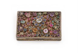 A SILVER GILT AND GEMSET RECTANGULAR COMPACT