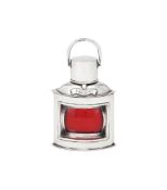 A SILVER AND GLASS SHIPS LANTERN VESTA CASE