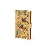 A 19TH CENTURY ENGLISH GOLD AND ENAMELLED ALAMANAC CASE