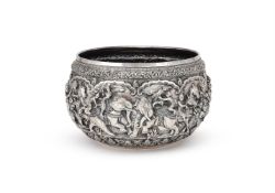 A BURMESE SILVER OFFERING BOWL