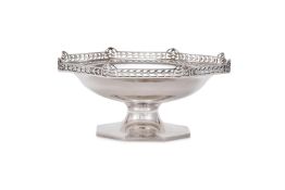 A SILVER OCTAGONAL PEDESTAL BOWL