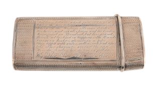 A WILLIAM IV SILVER OBLONG TABACO CASE